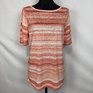 NWT Erika Peaches Burlap Stripe Meghan Petite Small Elbow Length Sleeve Top
